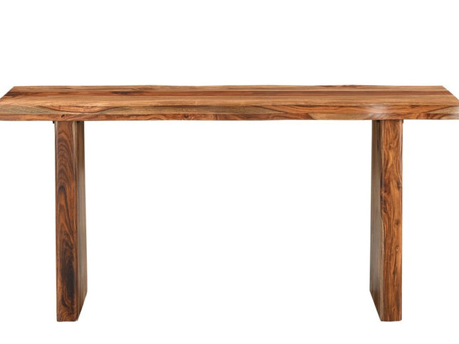 60" Brown Solid Wood Double Pedestal Live Edge Console Table