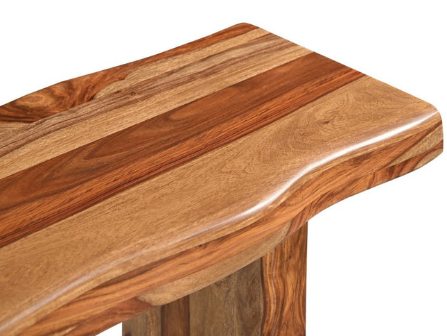 60" Brown Solid Wood Double Pedestal Live Edge Console Table