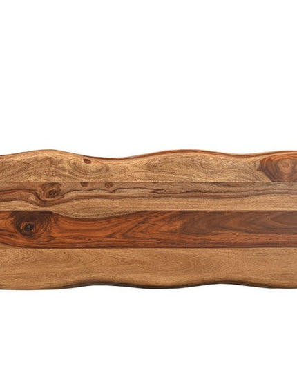 60" Brown Solid Wood Double Pedestal Live Edge Console Table