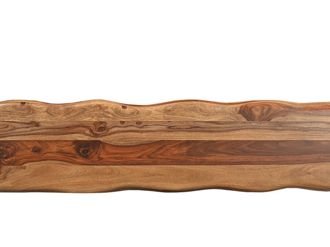 60" Brown Solid Wood Double Pedestal Live Edge Console Table