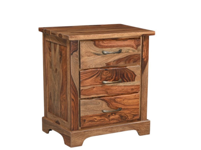 27" Brown Solid Wood Live Edge Three Drawer Nightstand