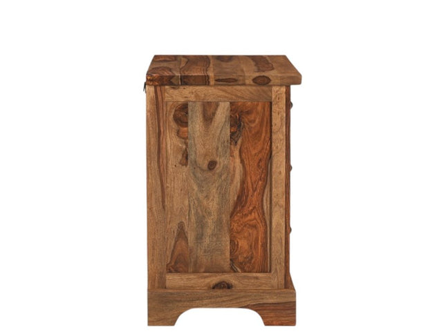 27" Brown Solid Wood Live Edge Three Drawer Nightstand