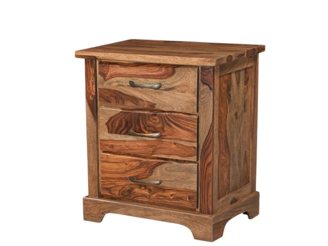 27" Brown Solid Wood Live Edge Three Drawer Nightstand