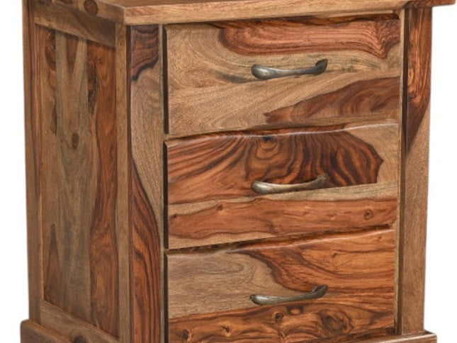 27" Brown Solid Wood Live Edge Three Drawer Nightstand