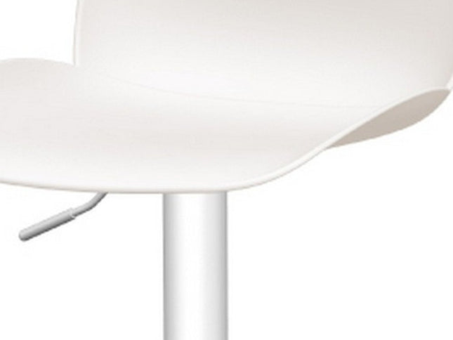 Set of Two White Heavy Duty Plastic and Metal Low Back Adjustable Height Swivel Bar Chairs
