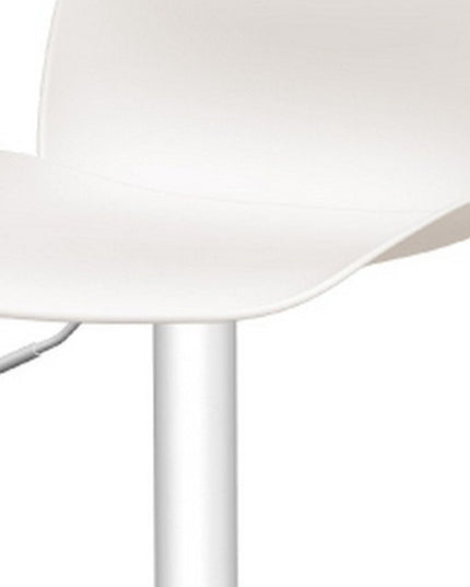 Set of Two White Heavy Duty Plastic and Metal Low Back Adjustable Height Swivel Bar Chairs
