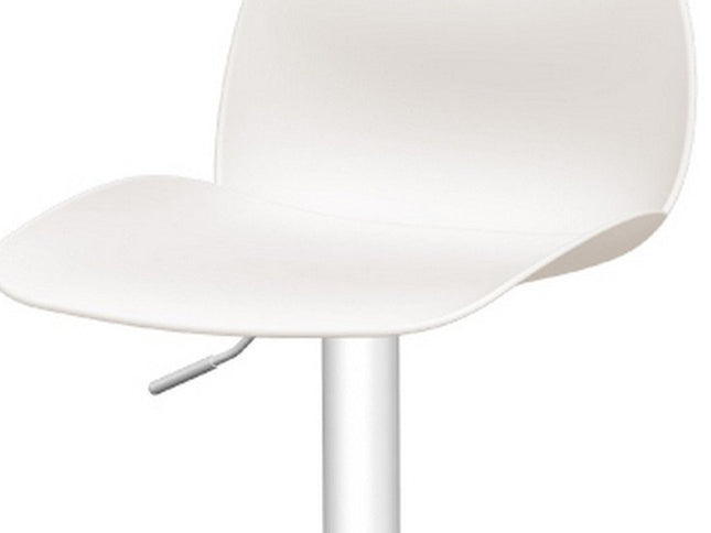 Set of Two White Heavy Duty Plastic and Metal Low Back Adjustable Height Swivel Bar Chairs