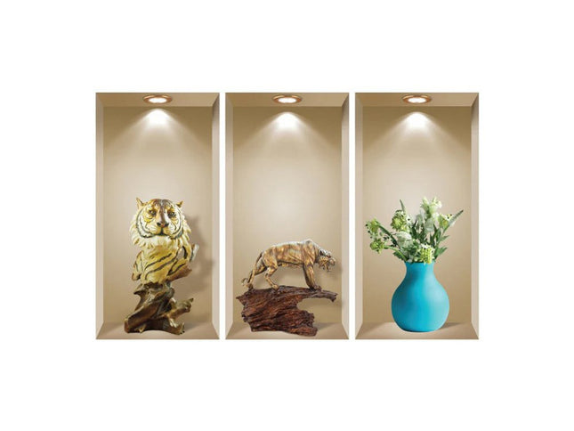 Set of Three Ana Faux Niche 3D Peel and Stick Wall Decals