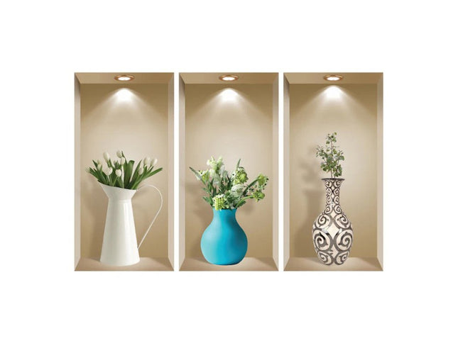 Set of Three Ada Faux Niche 3D Peel and Stick Wall Decals