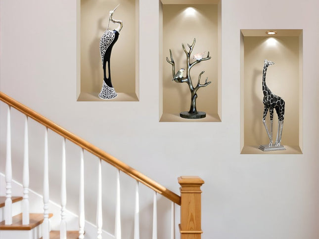 Set of Three Apa Faux Niche 3D Peel and Stick Wall Decals