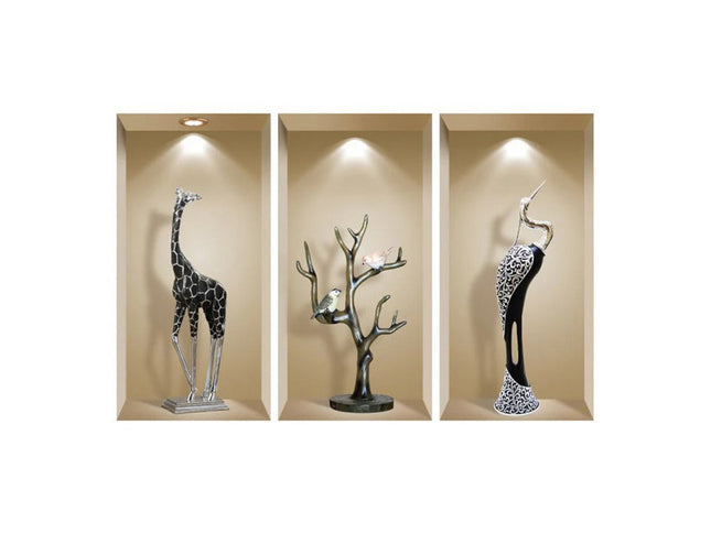 Set of Three Apa Faux Niche 3D Peel and Stick Wall Decals