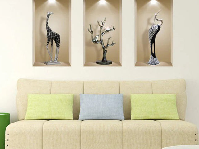 Set of Three Apa Faux Niche 3D Peel and Stick Wall Decals