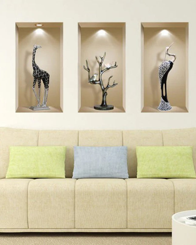 Set of Three Apa Faux Niche 3D Peel and Stick Wall Decals