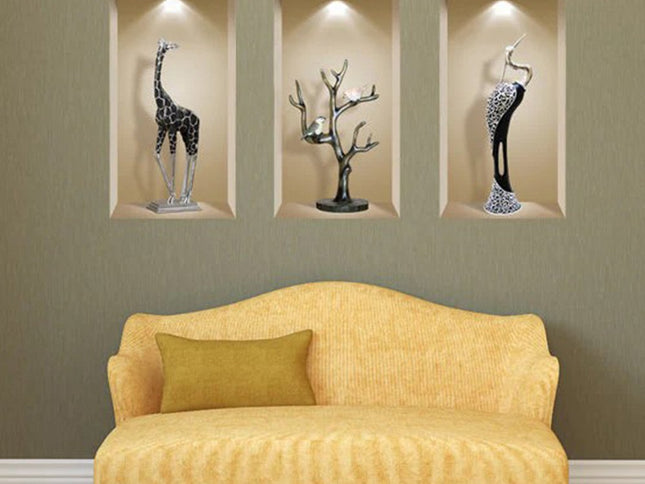 Set of Three Apa Faux Niche 3D Peel and Stick Wall Decals