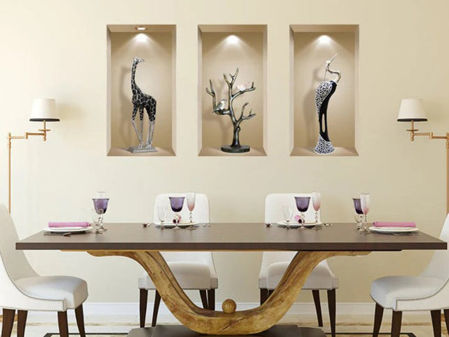 Set of Three Apa Faux Niche 3D Peel and Stick Wall Decals