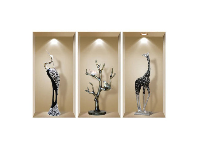 Set of Three Apa Faux Niche 3D Peel and Stick Wall Decals