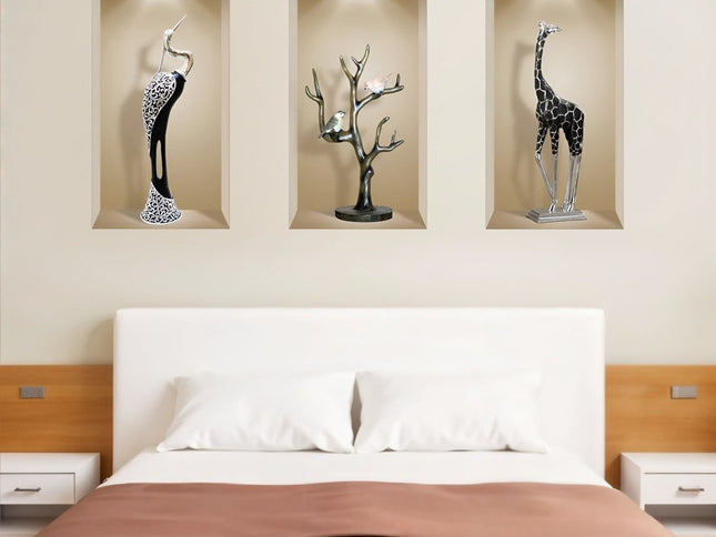 Set of Three Apa Faux Niche 3D Peel and Stick Wall Decals
