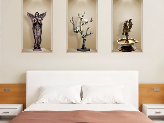 Set of Three Boa Faux Niche 3D Peel and Stick Wall Decals