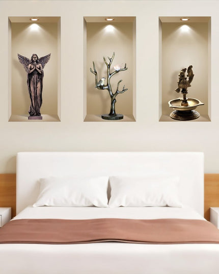 Set of Three Boa Faux Niche 3D Peel and Stick Wall Decals