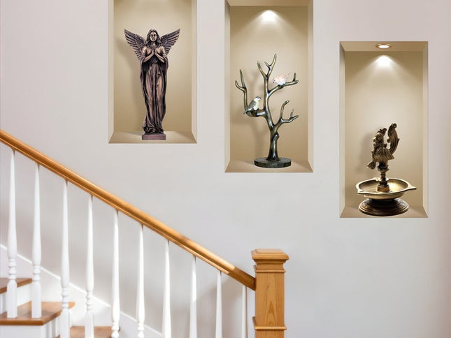 Set of Three Boa Faux Niche 3D Peel and Stick Wall Decals