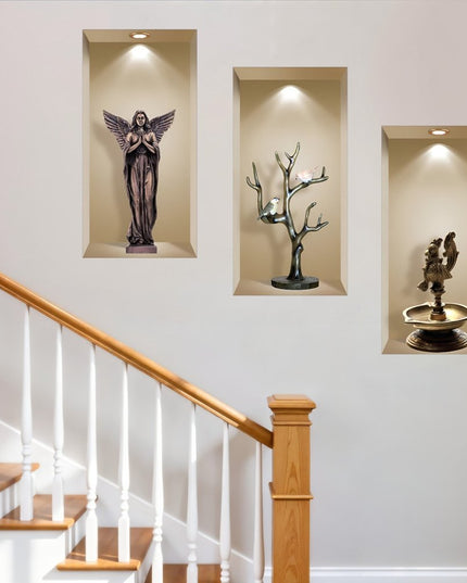 Set of Three Boa Faux Niche 3D Peel and Stick Wall Decals