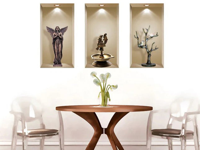 Set of Three Boa Faux Niche 3D Peel and Stick Wall Decals