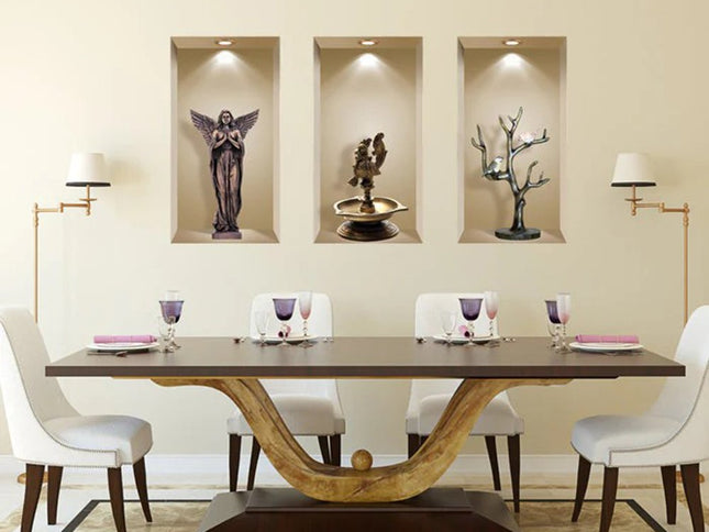 Set of Three Boa Faux Niche 3D Peel and Stick Wall Decals