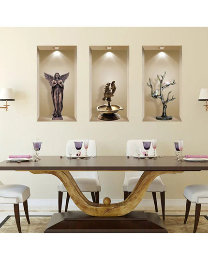 Set of Three Boa Faux Niche 3D Peel and Stick Wall Decals