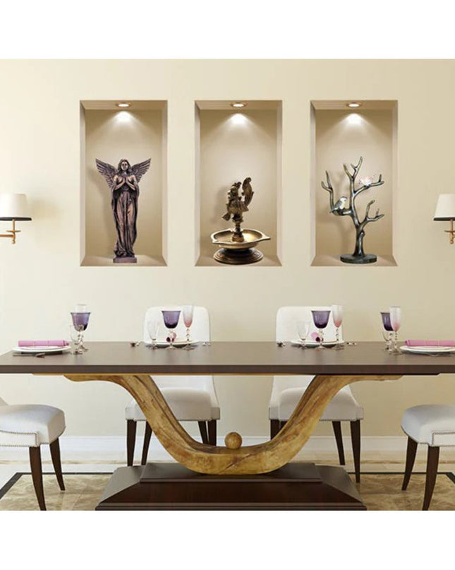 Set of Three Boa Faux Niche 3D Peel and Stick Wall Decals