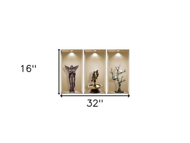 Set of Three Boa Faux Niche 3D Peel and Stick Wall Decals