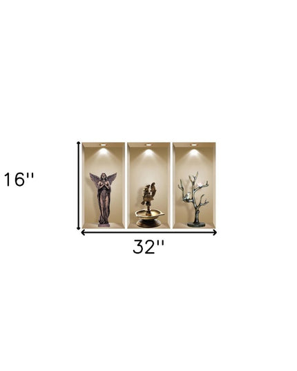 Set of Three Boa Faux Niche 3D Peel and Stick Wall Decals