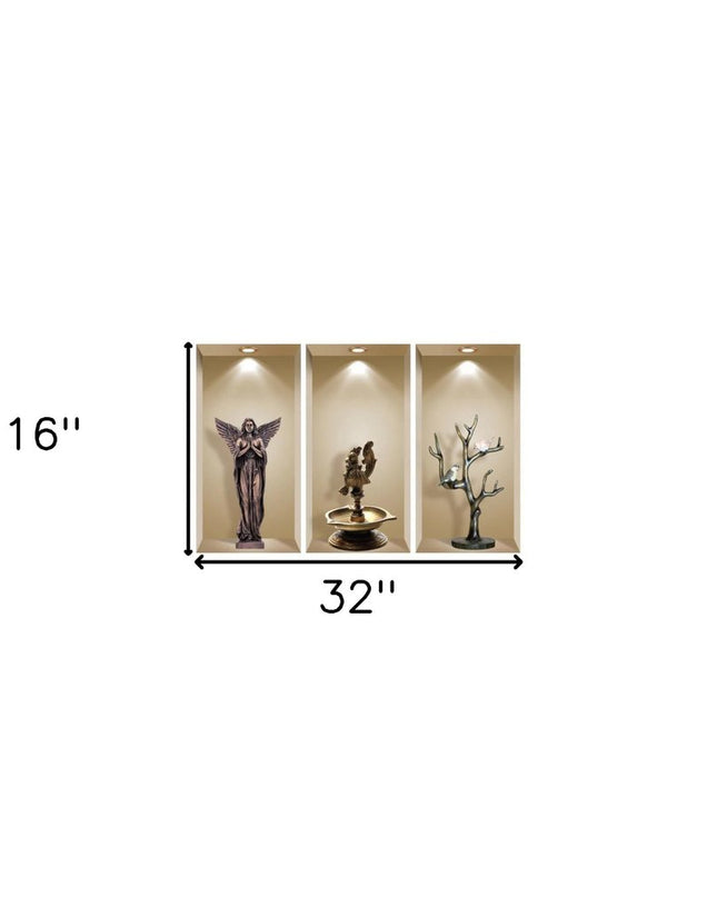 Set of Three Boa Faux Niche 3D Peel and Stick Wall Decals