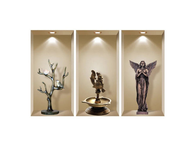 Set of Three Boa Faux Niche 3D Peel and Stick Wall Decals