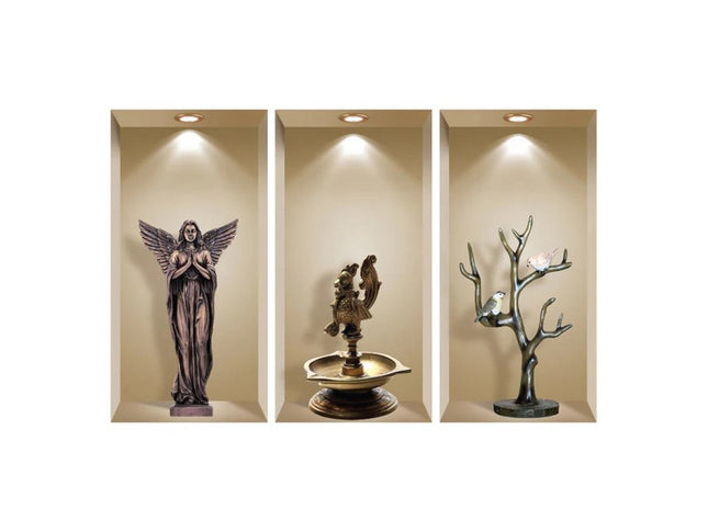 Set of Three Boa Faux Niche 3D Peel and Stick Wall Decals