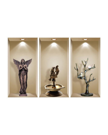 Set of Three Boa Faux Niche 3D Peel and Stick Wall Decals