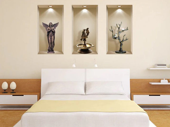 Set of Three Boa Faux Niche 3D Peel and Stick Wall Decals