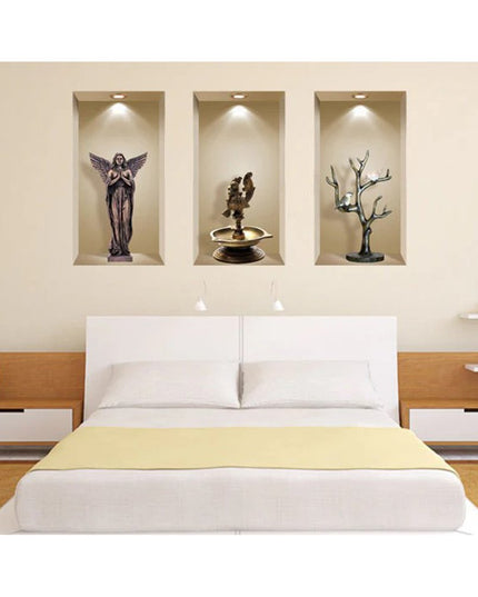 Set of Three Boa Faux Niche 3D Peel and Stick Wall Decals