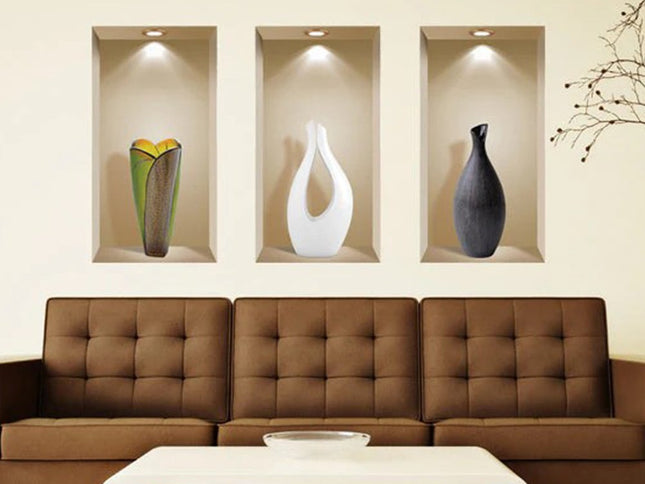 Set of Three Gia Faux Niche 3D Peel and Stick Wall Decals