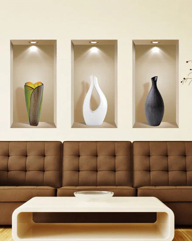 Set of Three Gia Faux Niche 3D Peel and Stick Wall Decals
