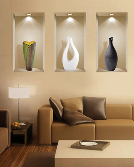 Set of Three Gia Faux Niche 3D Peel and Stick Wall Decals
