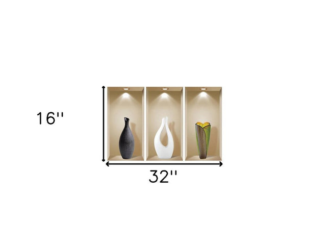 Set of Three Gia Faux Niche 3D Peel and Stick Wall Decals