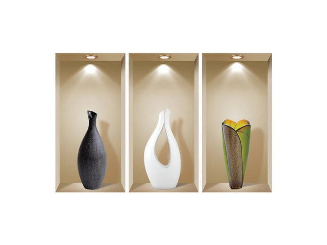 Set of Three Gia Faux Niche 3D Peel and Stick Wall Decals