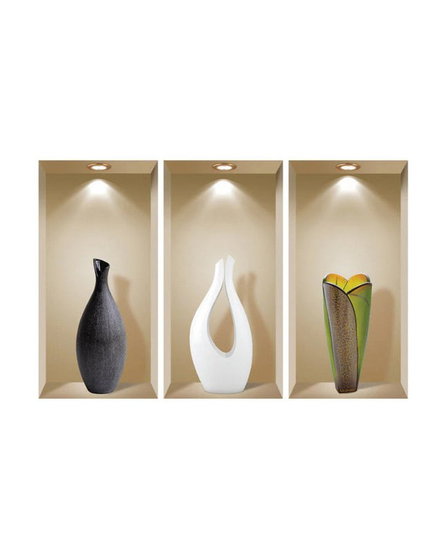 Set of Three Gia Faux Niche 3D Peel and Stick Wall Decals