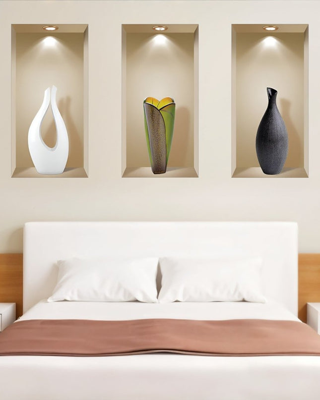 Set of Three Gia Faux Niche 3D Peel and Stick Wall Decals