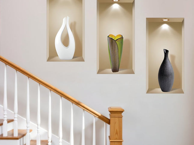 Set of Three Gia Faux Niche 3D Peel and Stick Wall Decals