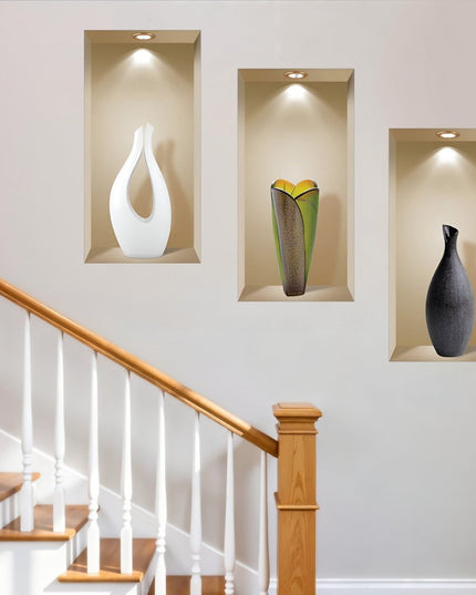 Set of Three Gia Faux Niche 3D Peel and Stick Wall Decals