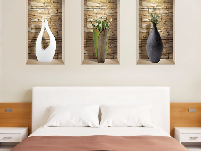 Set of Three Dia Faux Niche 3D Peel and Stick Wall Decals