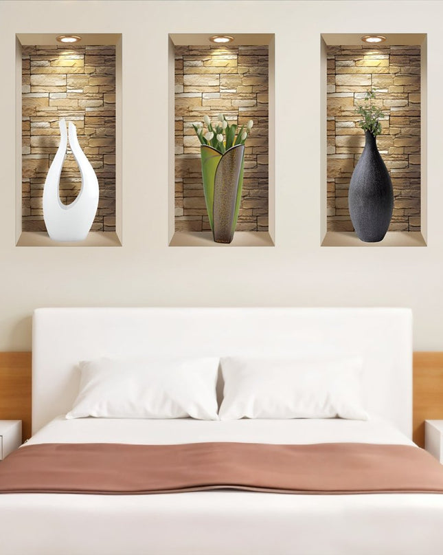 Set of Three Dia Faux Niche 3D Peel and Stick Wall Decals