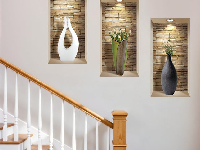 Set of Three Dia Faux Niche 3D Peel and Stick Wall Decals