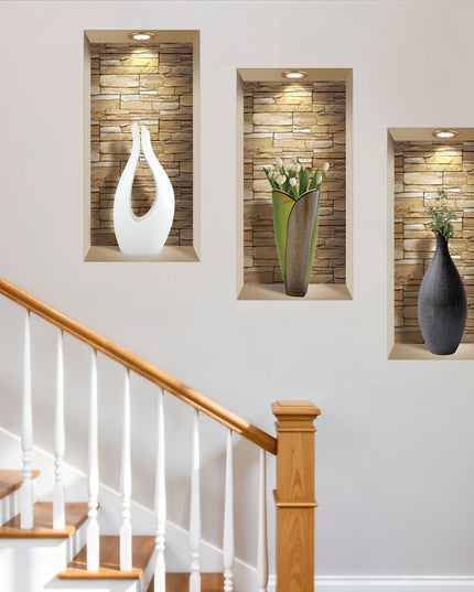 Set of Three Dia Faux Niche 3D Peel and Stick Wall Decals